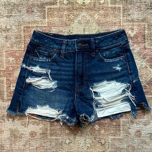 Woman’s AEO Dark Blue Super High Rise Festival Jean Shorts